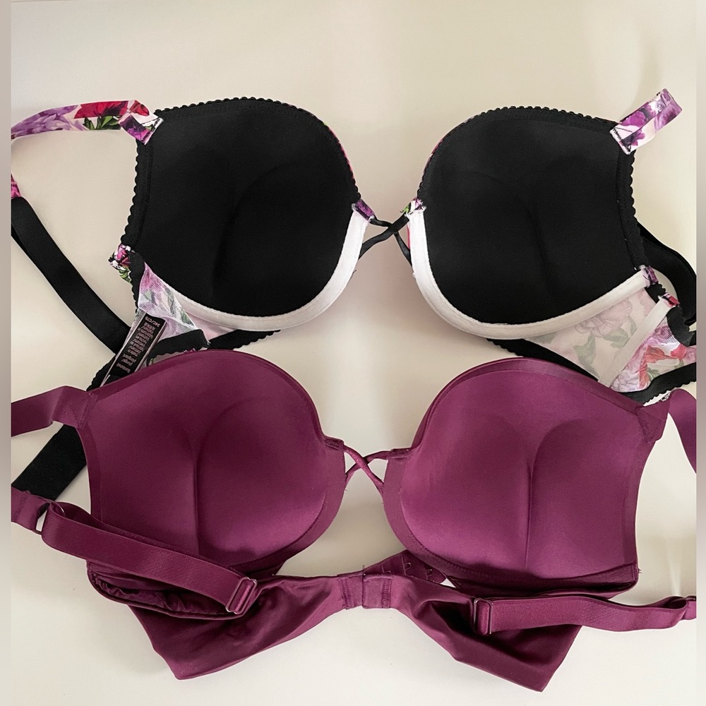 Victoria’s Secret Rhinestone Bombshell Plunge Padded Push-Up Bras 34C Set of 2 - Picture 9 of 12